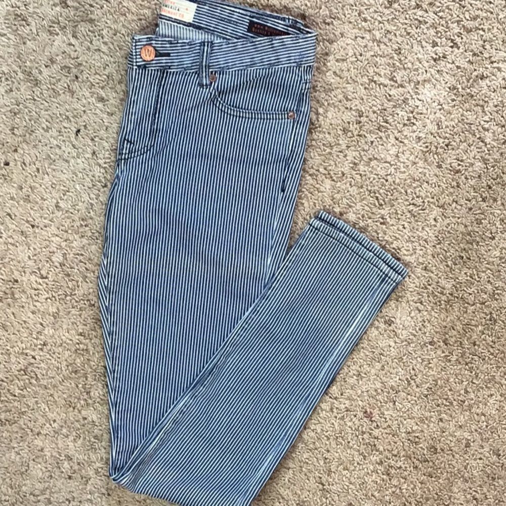 Williamsburg Garment Co. striped custom low rise skinny jeans made in Brooklyn
